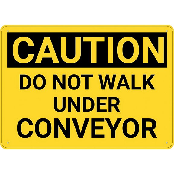 Caution Do Not Walk Under Conveyor Sign 12 x 8 Inches - UV Printed Aluminum, Weatherproof Security Sign, Fits Home, Business, Outdoor Indoor Factory, Warehouse