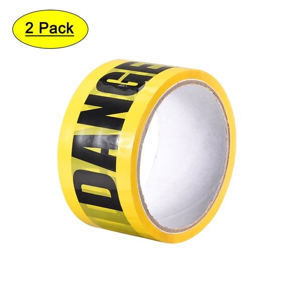 Caution Warning Stripe Sticker Adhesive Tape DANGER Marking, 82 Ft x 2 Inch(LxW), Yellow Black 2pcs