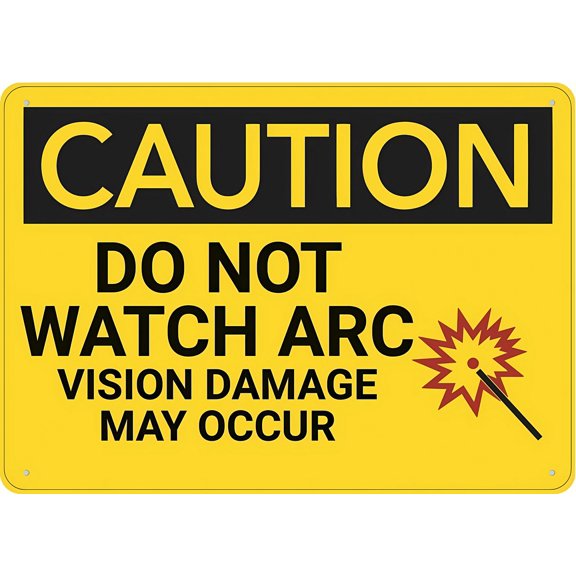 Caution Do Not Watch Arc Vision Damage May Occur Sign 12 x 8 Inches - UV Printed Rust-Free Aluminum, Yard Sign for Home, Business, Driveway Alert, Welding Area