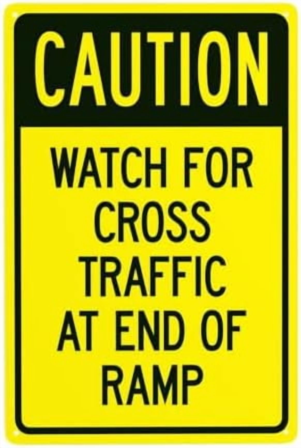 Caution Watch For Cross Traffic At The End Of Ramp Warning Sign, Gate ...