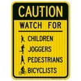 thumbnail image 1 of Caution Watch For Children Joggers Pedestrians Bicyclists Sign, Traffic Sign,, 1 of 1