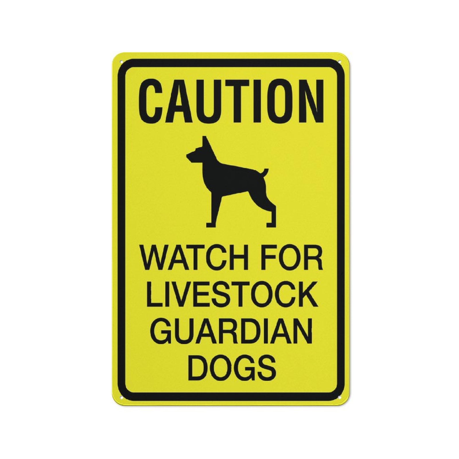 Caution Watch For Livestock Guardian Dogs Bright Yellow Sign Sign, 8 X