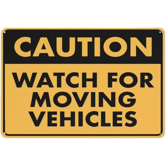 Caution Watch For Moving Vehicles Sign For House 12"" X 8"" Yard Sign, Premium Aluminum, Sun-Proof, Rust-Free