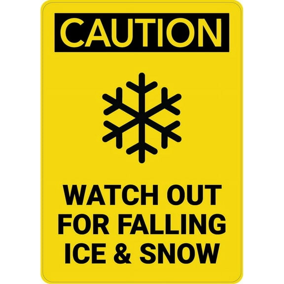 Caution Watch Out For Falling Ice And Snow Sign Safety Restriction Alert Attention Caution Warning Notice Aluminum Metal Tin 8"X12" Sign Plate