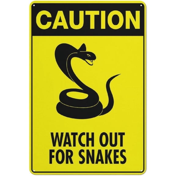 Caution Watch Out For Snakes Bright Yellow Sign Home Kitchen Farm Garden Garage Wall Decor 12X8Inch