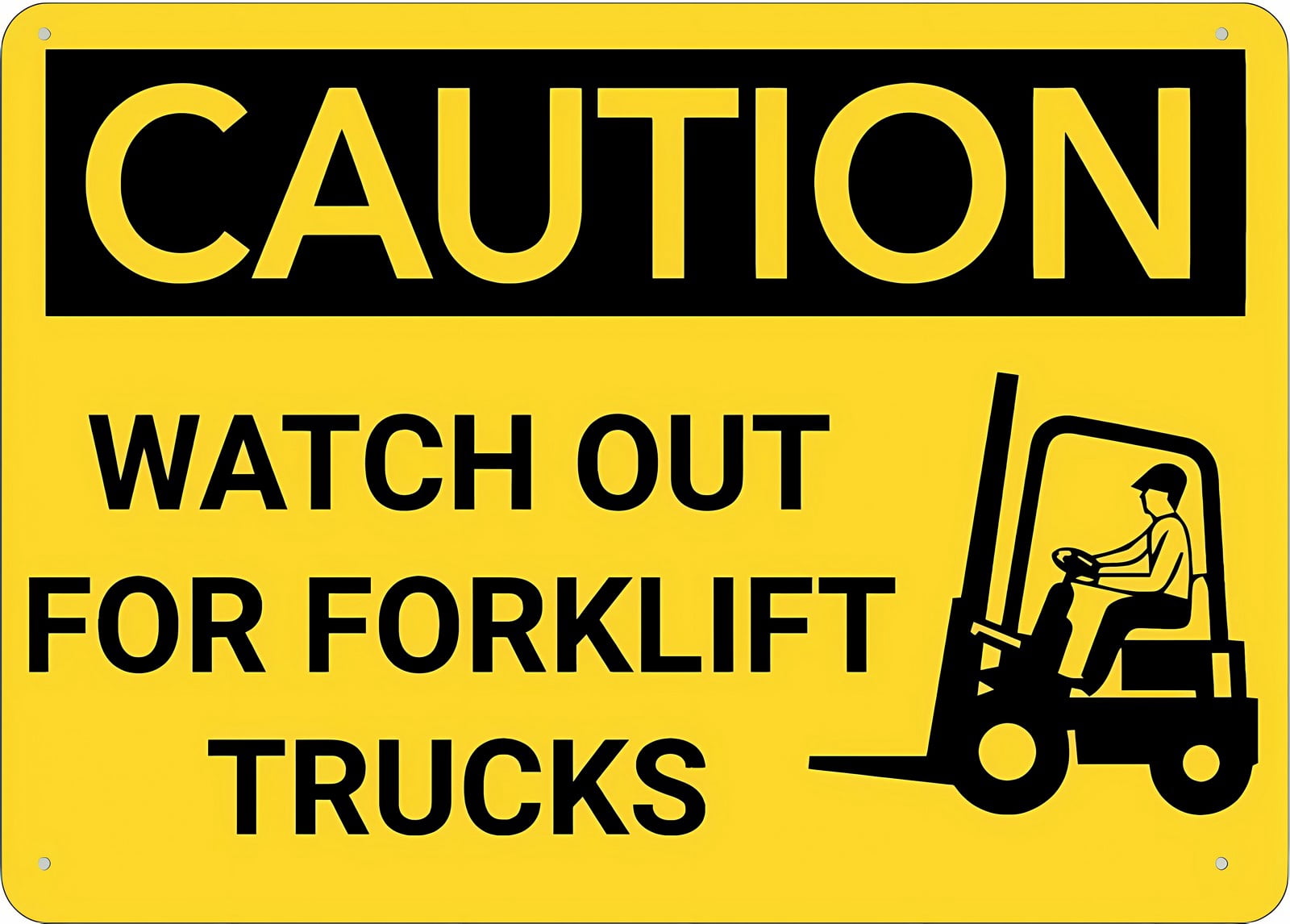 Caution Watch Out for Forklift Trucks Graphic Aluminum Sign 12 x 8 ...