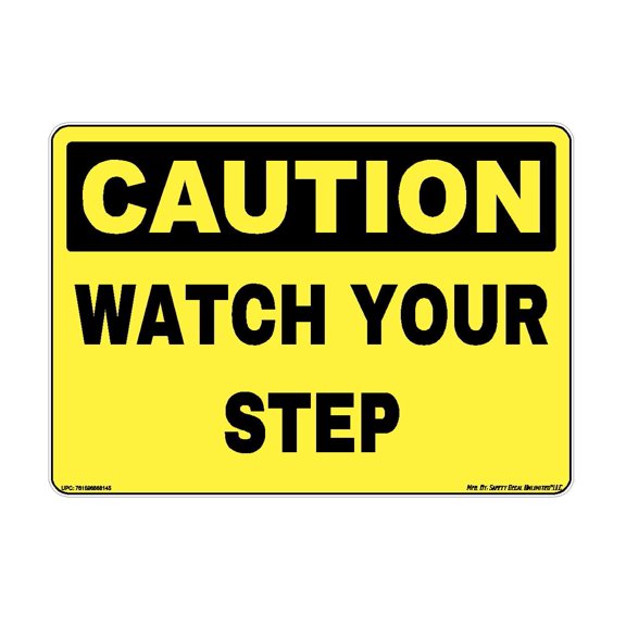 Caution Watch Your Step Decals Stickers Yellow Black Stairway Warning Trip Fall Hazard 3M Sticker Vinyl OSHA Compliant Made in the USA