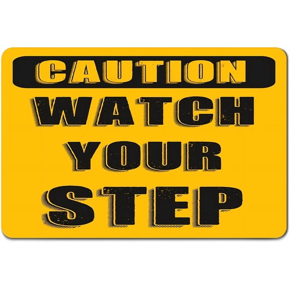 Caution Watch Your Step Property Sign - 12×8 Inches, Aluminum Notice Sign, Yard Home Outdoor Fence Safety Decor