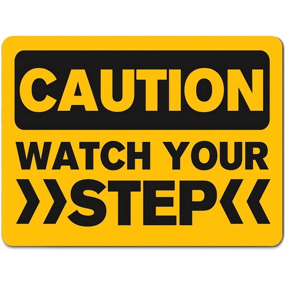 Caution Watch Your Step Yellow Warning Sign 8"x12" - For Property, Security Sign for Slippery Stairs Wet Floor, Outdoor Aluminum Notice