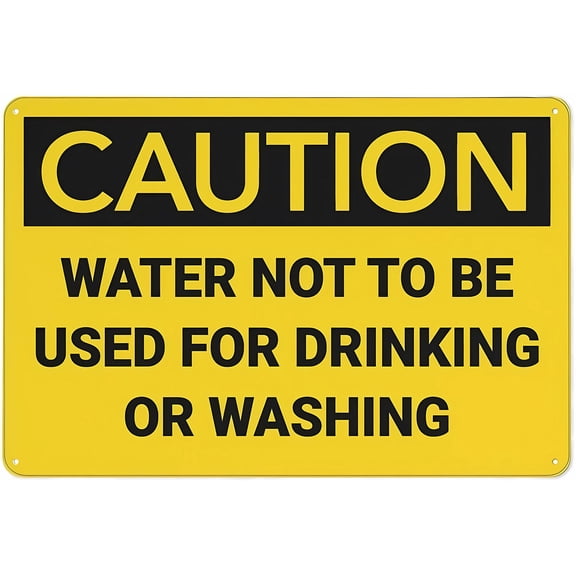 Caution Water Not For Drinking Or Washing Sign, 8"x12" Rustproof Aluminum Sign, Multicolor Water Warning Signage