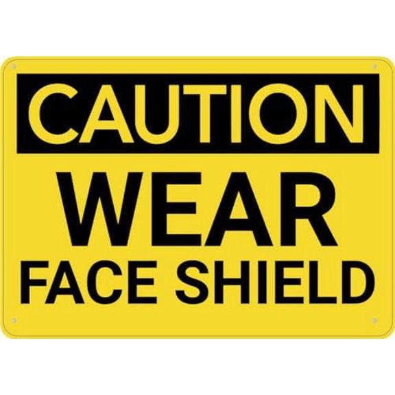 Caution Wear Face Shield Sign Warning Tin Sign Home Kitchen Farm Garden Garage Wall Decor 12X8Inch
