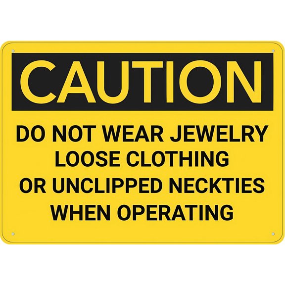 Caution Do Not Wear Jewelry Aluminum Sign 12 x 8 Inches - UV Ink Printed, Durable for House, Business, Indoor Outdoor Factory, Workshop, Machinery Area