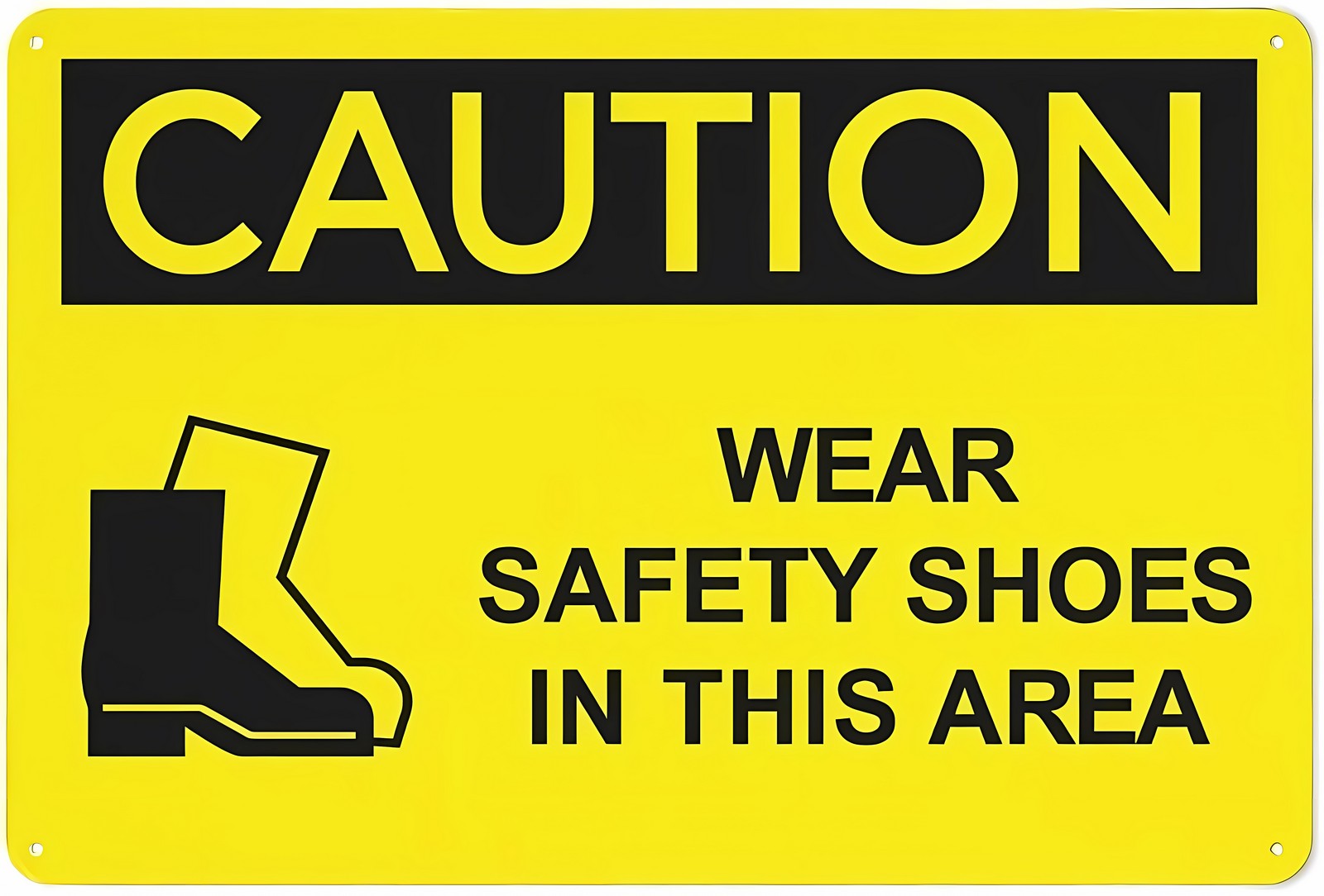 Caution Wear Safety Shoes Reflective Aluminum Warning Sign 12 x 8 ...