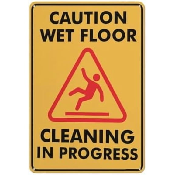 Caution Wet Floor Cleaning In Progress Sign Metal Signs 12X8 Inch Rust Free Aluminum,Uv Ink Printing,Durable Outdoor For Home