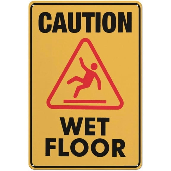 Caution Wet Floor Sign 8"x12" Inch Rust Free Aluminum Easy To Read & Sturdy Keep Out Outdoor Metal Signs For Home Farm Yard