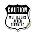 thumbnail image 1 of Caution Wet Floors After Cleaning (2 Pack) 18 inch X 18 inch Shield Shaped Heavy Duty 3.2 mil Vinyl Decals Weather Resistant Made in the USA, 1 of 5