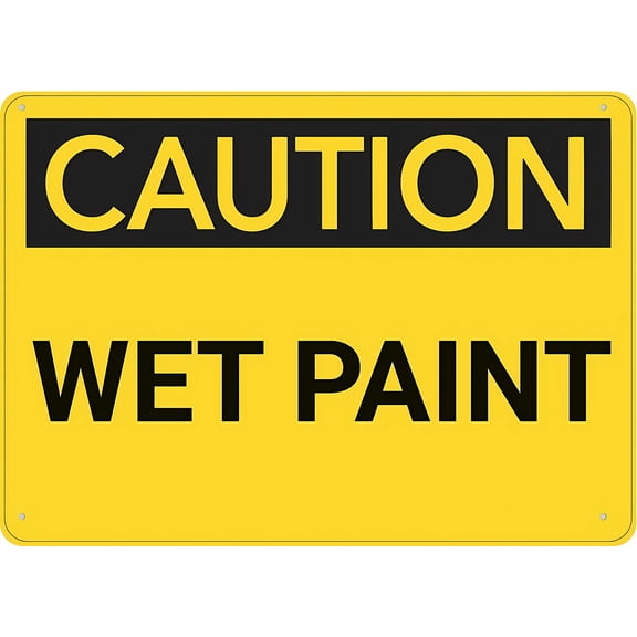 Caution Wet Paint Sign 12 x 8 Inches - Rust-Free Aluminum, Outdoor Metal Tin Sign, Practical for Home, Business, Yard, Construction Areas