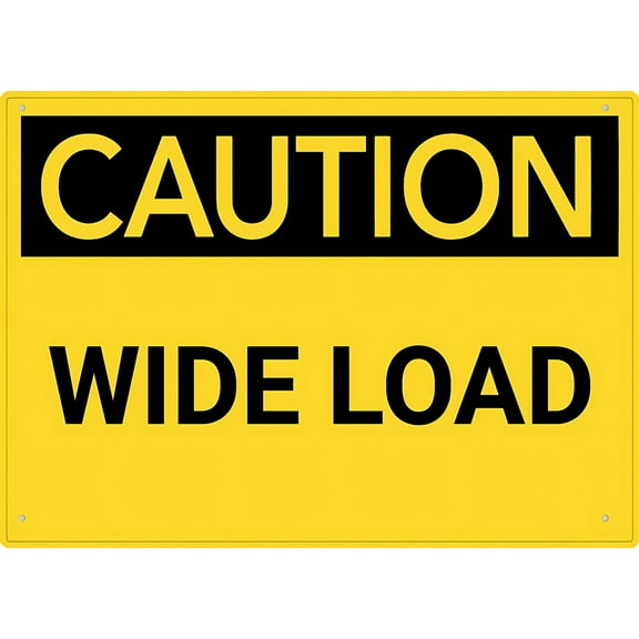 Caution Wide Load Yard Sign 12 x 8 Inches - Premium Aluminum, Sun-Proof, Rust-Free, Clear Warning for Indoor Outdoor Road, Construction Use