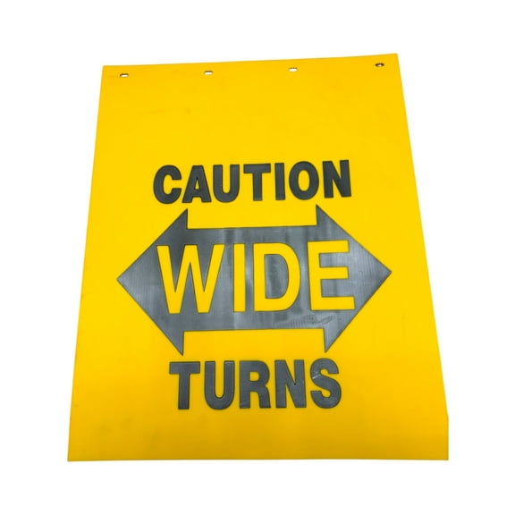 Caution Wide Turn Linear Low-Density Polyethylene Truck/Semi Mud Flaps Super Durable 24" x 30" x 1/4"