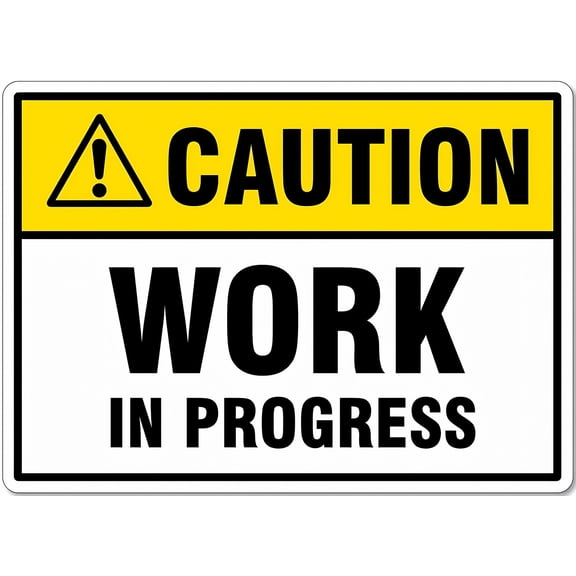 Caution Work in Progress Reflective Aluminum Warning Sign 12 x 8 Inches - with Symbol, Weatherproof Signage for Indoor Outdoor Construction Use
