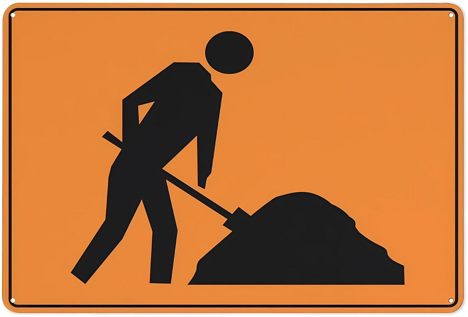 Caution Workmen Ahead Image Orange Sign 12 x 8 Inches - Grade ...