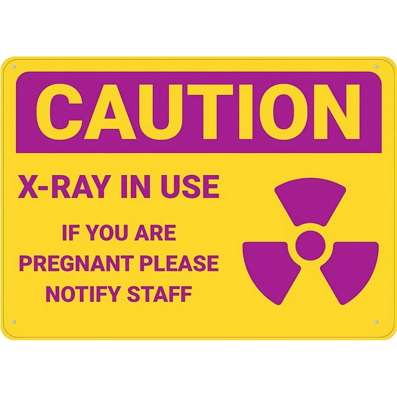 Caution X Ray Pregnant Staff Notice Aluminum Sign 12 x 8 Inches - UV Ink Printed, Suitable for House, Business, Indoor Outdoor Use