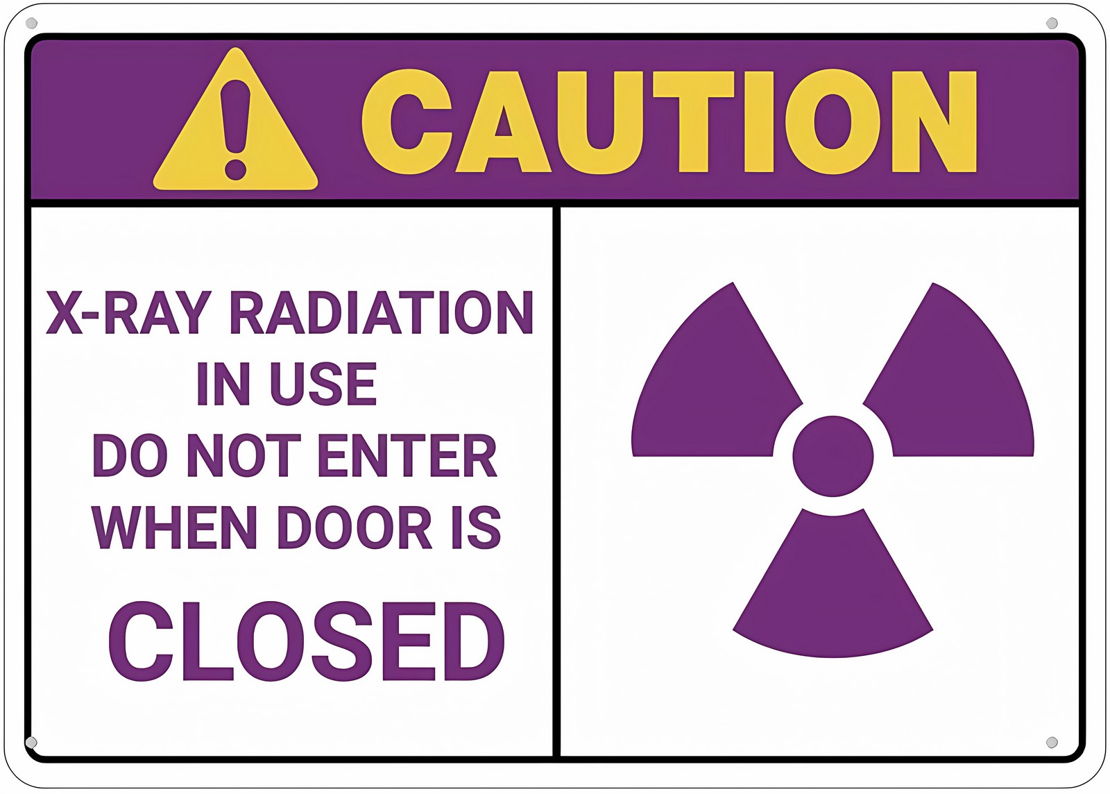 Caution X Ray Radiation Label Metal Sign 12 x 8 Inches - Rustproof ...
