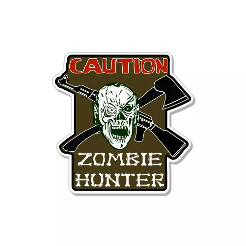 Caution Zombie Hunter Warning Sticker Decal Phone Decal Water Bottle ...