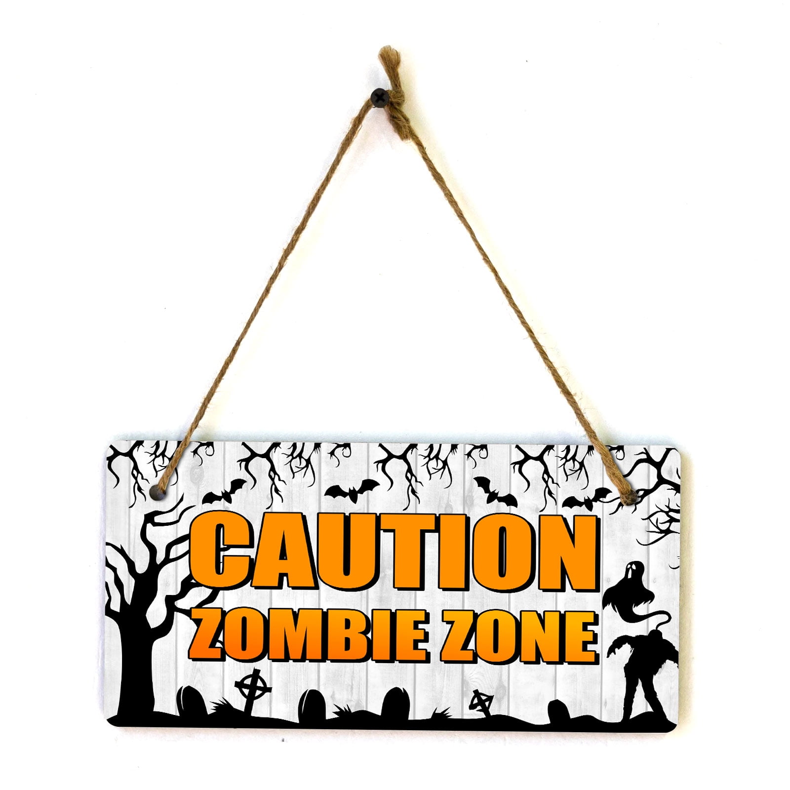 Door Hanger - Zombie Outbreak Quarantine Zone 9x4in Raw Wood Door Hanger - Zombie Outbreak Quarantine Zone 9x4in Raw Wood