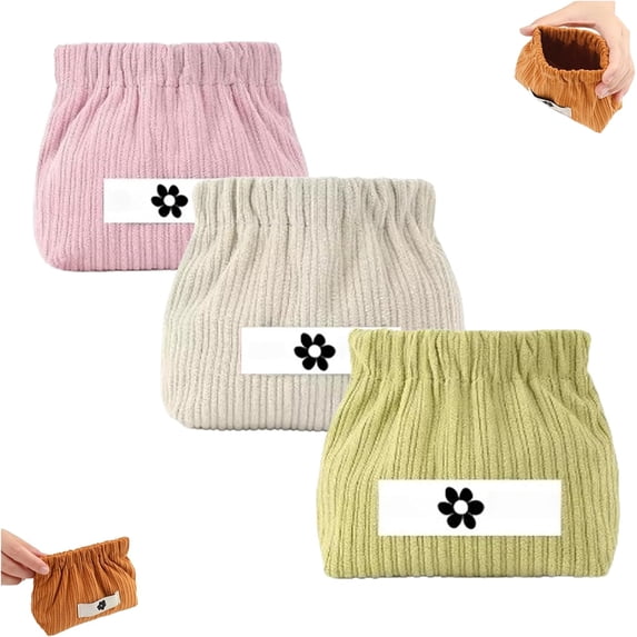 Cautious Corduroy Elastic Hair Tie Organizer (E) – Elastic Storage Bag for Purse & Hair Tie Pouch