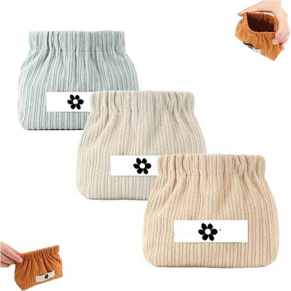 Cautious Corduroy Elastic Hair Tie Organizer (E) – Elastic Storage Bag for Purse & Hair Tie Pouch