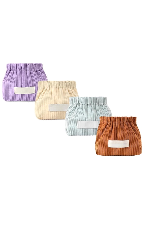 Cautiousm Corduroy Elastic Hair Tie Organizer, Portable Travel Hair Accessory Storage Organizer Bag for Womens Hair Tie, Lipstick, Small Items Accessories Holder 4PCS