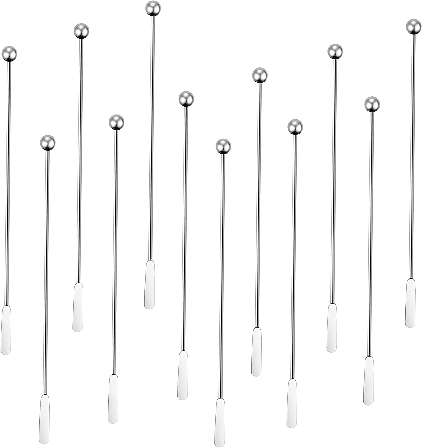 Cauyuan 12 Pcs Cocktail Paddle Drink Stirrers, Stainless Steel Coffee