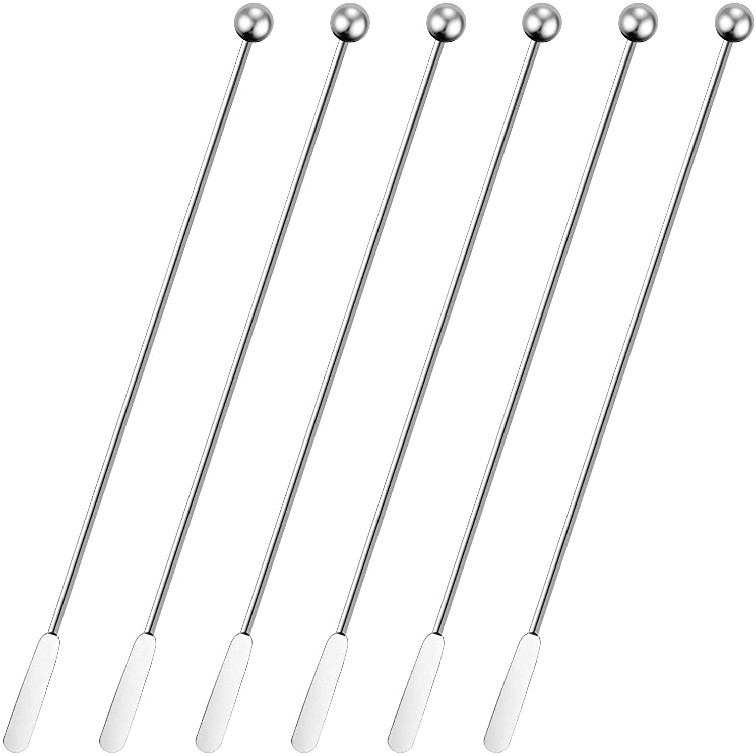 Cauyuan 6 Pcs Cocktail Paddle Drink Stirrers, Stainless Steel Coffee