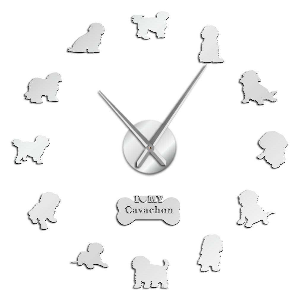 Cavachon Dog Breed Silouette Frameless Wall Clock Stickers, DIY Modern ...