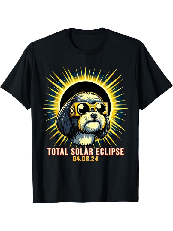 Cavachon Dog Watching Total Solar Eclipse T-Shirt
