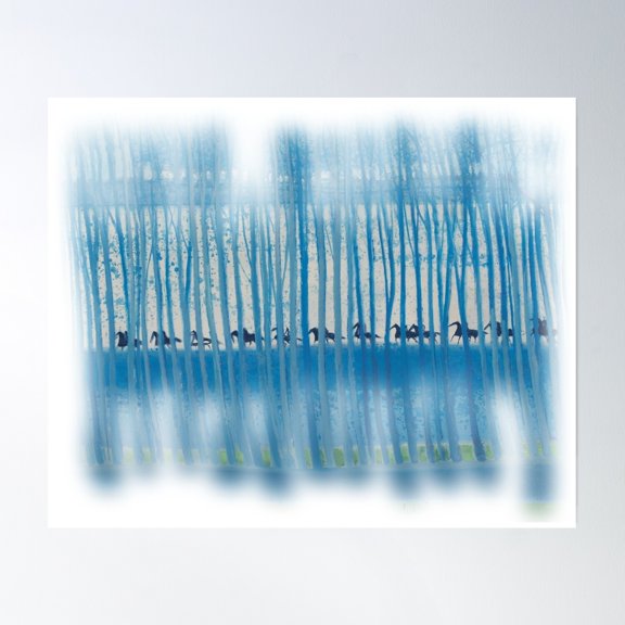 Cavalcade Blue By Andre Brasilier Poster Wall Art, Modern Wall Decor, 24x36 UNFRAMED