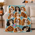 thumbnail image 1 of Cavalier Charles Spaniel Portrait Collage, Playful Pet Portrait Pattern, Warm Flannel Blanket for Living Room and Bedroom, Dog Lovers person's Day Gift, Pet Lover Home Decor, 1 of 9