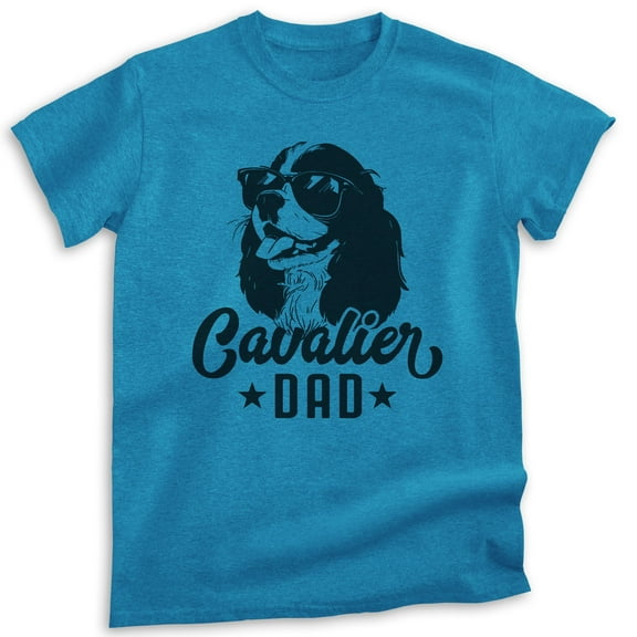 Cavalier Dad, Unisex Men's Shirt, Cavalier King Charles Spaniel, Cavalier Owner, Funny Dog Dad Gift, Heather Blue, Large