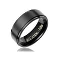 thumbnail image 1 of Cavalier Jewelers Black Plated Titanium Wedding Band, "I Love You", 8MM Comfort Fit Ring, Titanium, 1 of 2