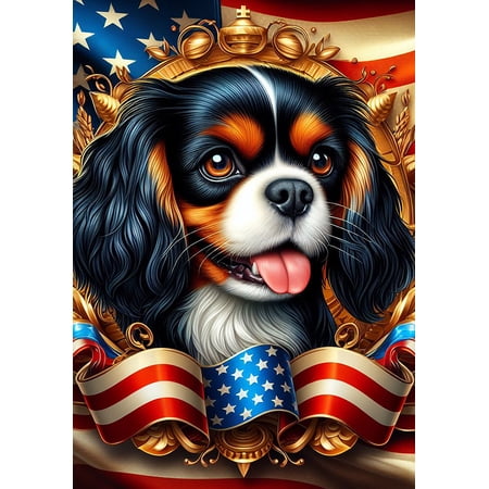 Cavalier King Charles B/T - Best of Breed DCR Patriotic I Garden Flag