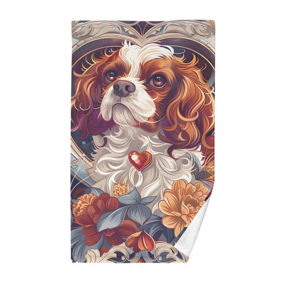 Cavalier King Charles Dog Hand Towel Cotton 16x28 in Soft Absorbent Quick Dry Bath Face Towel