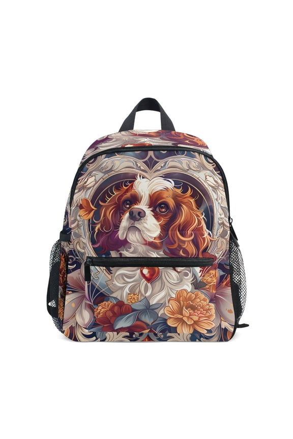 Cavalier King Charles Dog Mini Backpack Cute Small Backpack with Chest Strap and Whistle Ages 3-8