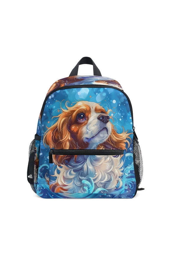 Cavalier King Charles Dog Mini Backpack Cute Small Backpack with Chest Strap and Whistle Ages 3-8