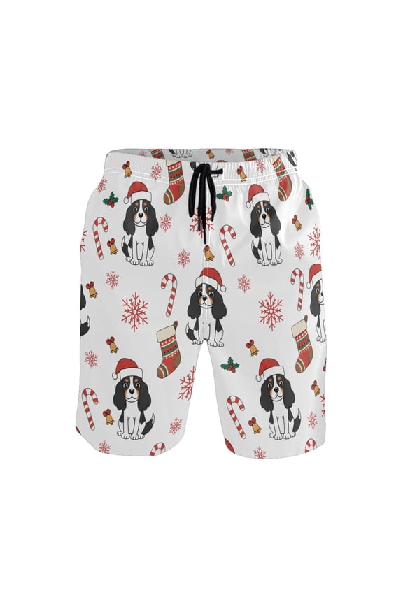 Cavalier King Charles Dog Pattern Mens Swim Trunks Quick Dry Board Shorts Breathable Fit Beach Shorts Swimwear