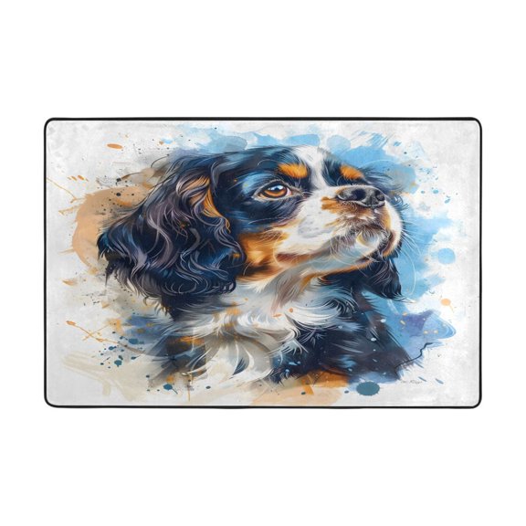 Cavalier King Charles Dog Rug 72x48in Memory Foam Absorbent Non Slip Plush for Living Room Office Bedroom