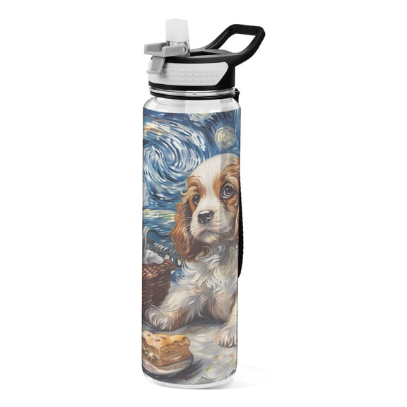 Cavalier King Charles Dog Sport Water Bottle Tritan with Straw 1000ml Portable for Outdoor Daily Use