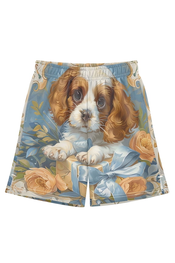 Cavalier King Charles Dogs Athletic Shorts Breathable with Comfort Fit Drawstring Casual Sweatshorts Large