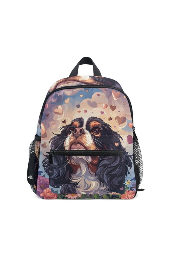Cavalier King Charles Dogs Mini Backpack Cute Small Backpack with Chest Strap and Whistle Ages 3-8
