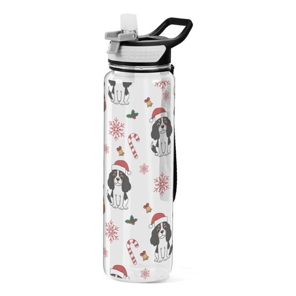 Cavalier King Charles Pattern Sport Water Bottle Tritan with Straw 1000ml Portable for Outdoor Daily Use
